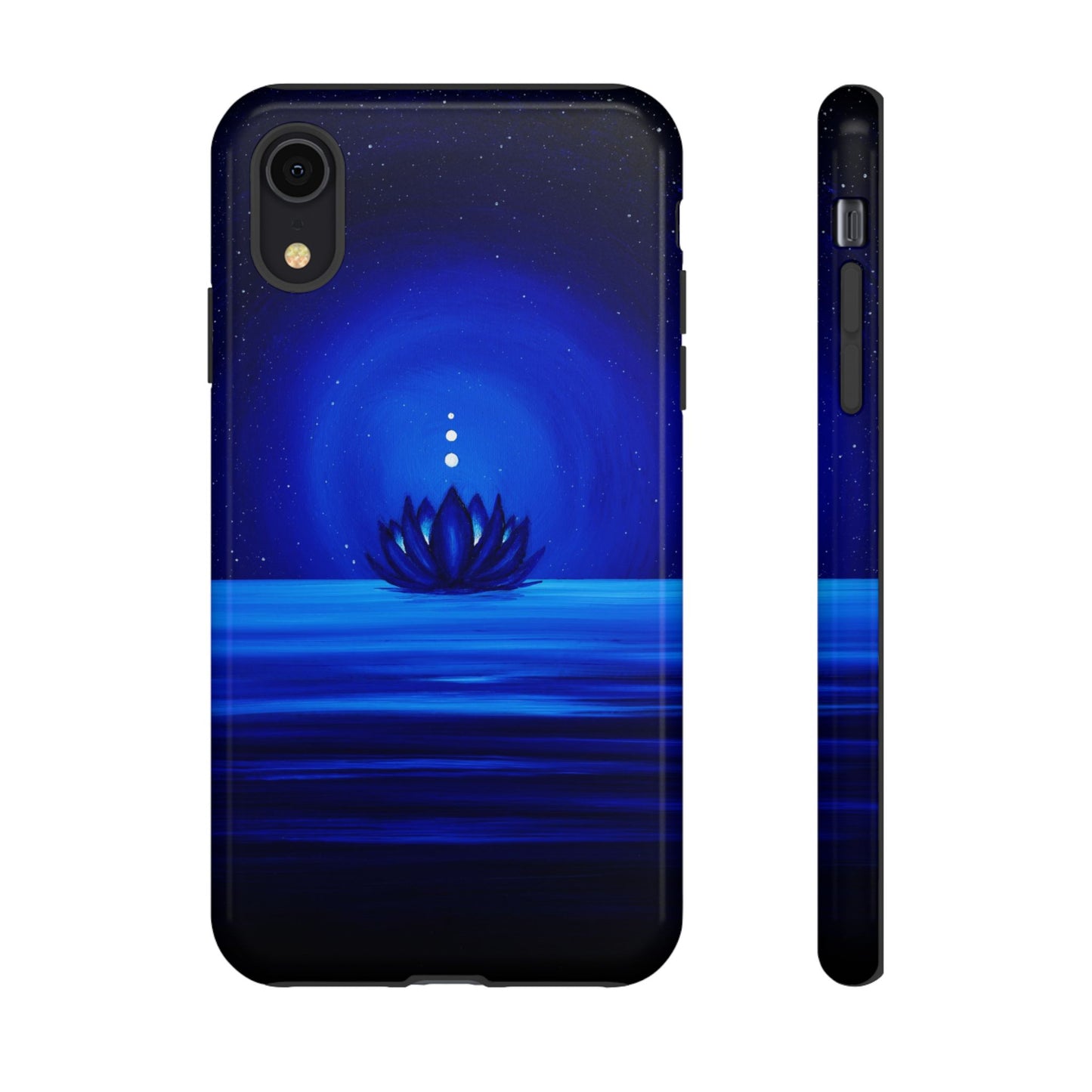 Phone case mockup featuring No Mud No Lotus artwork by Lunar Lullabies