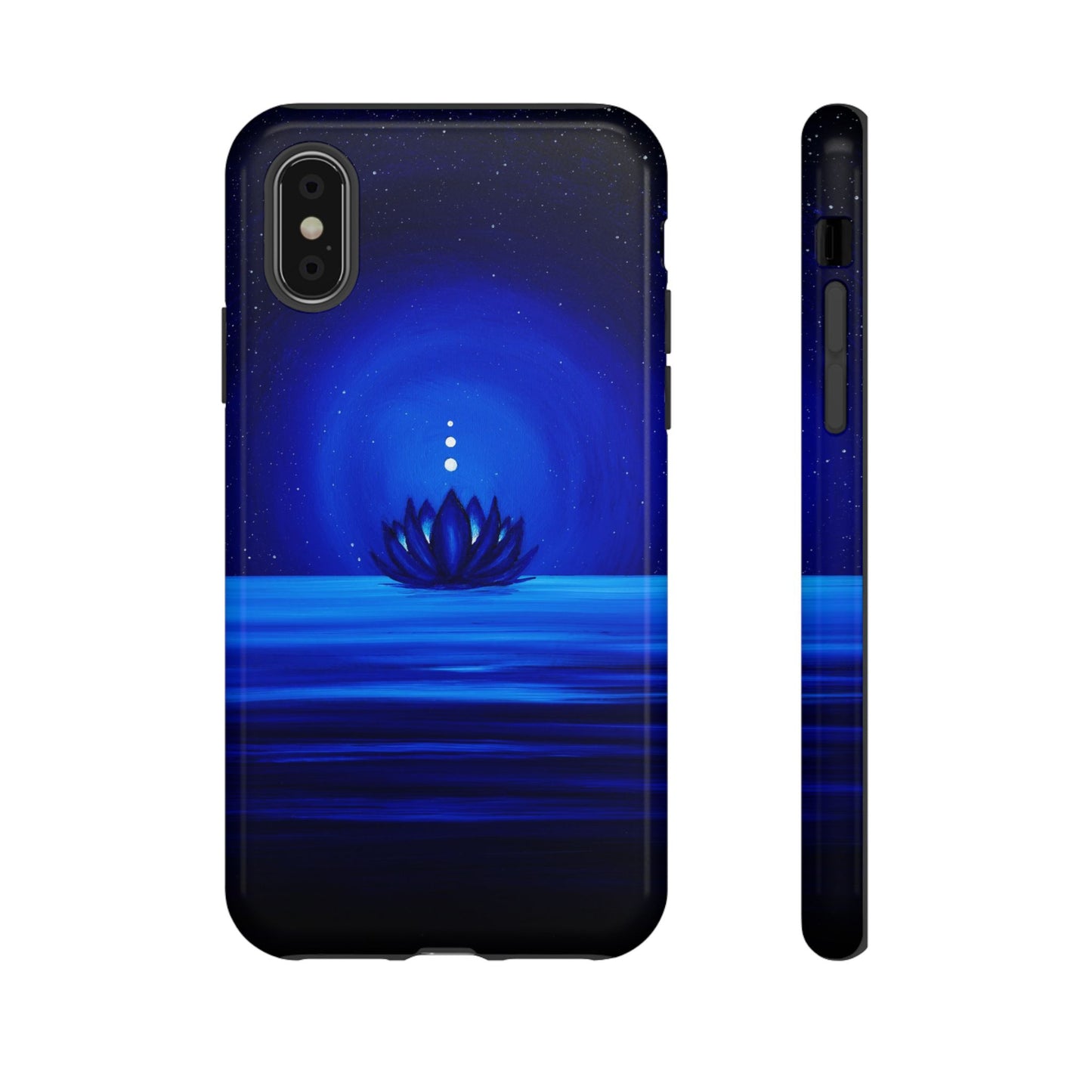 Phone case mockup featuring No Mud No Lotus artwork by Lunar Lullabies