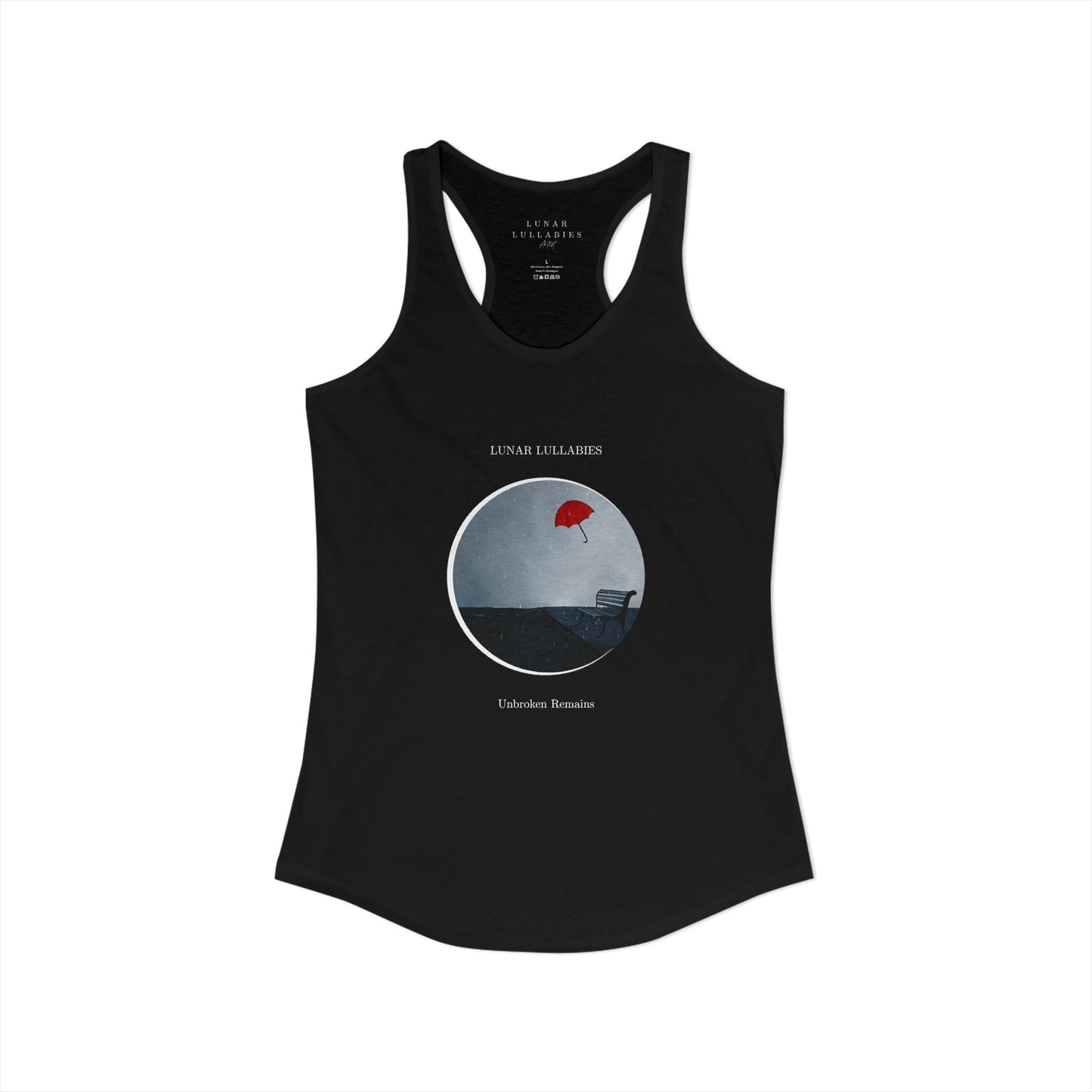 Unbroken Remains Red Umbrella Bench Racerback Tank