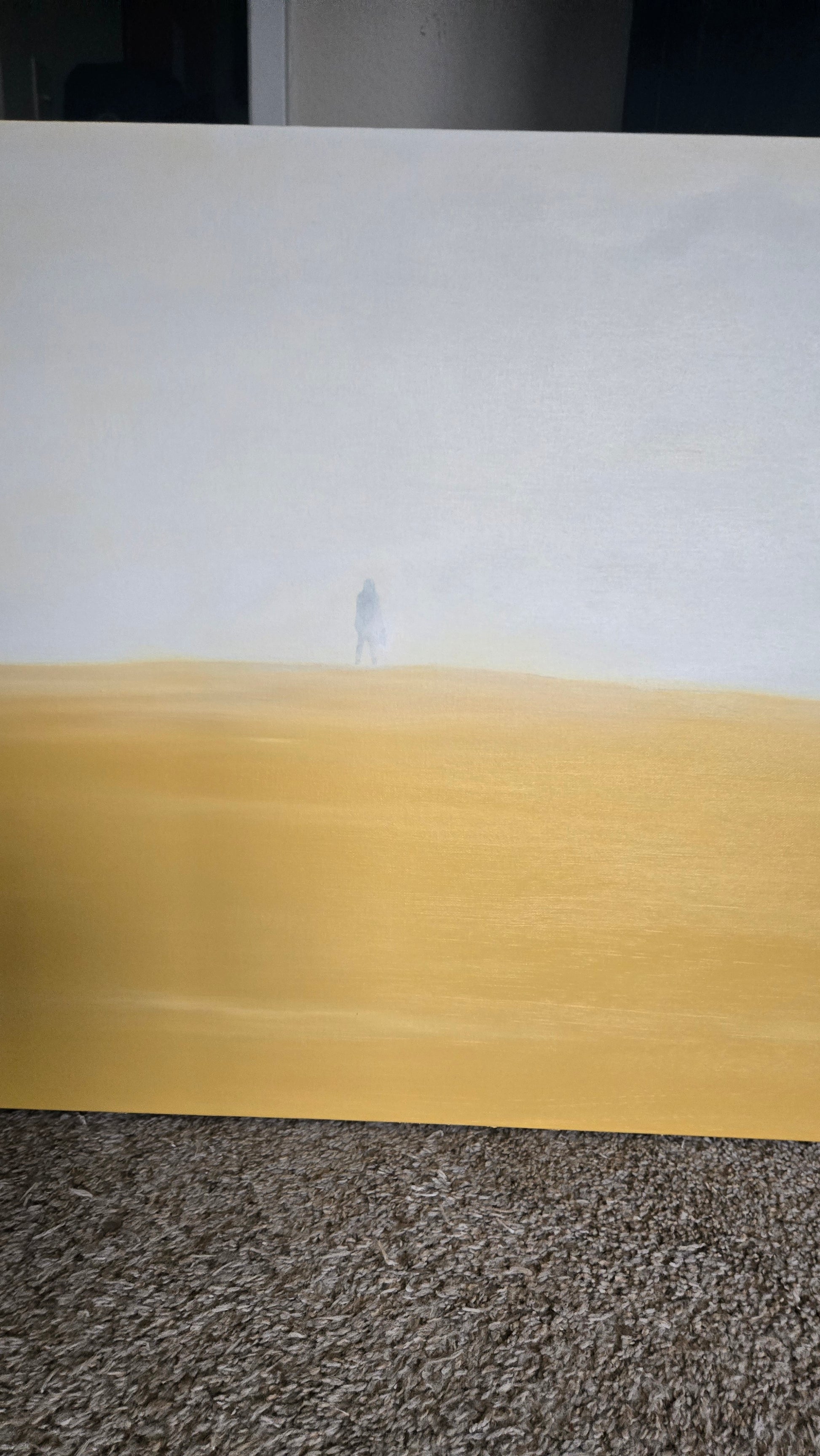 Desert Song Original Painting: Close-up of the person standing in the distance of the painting