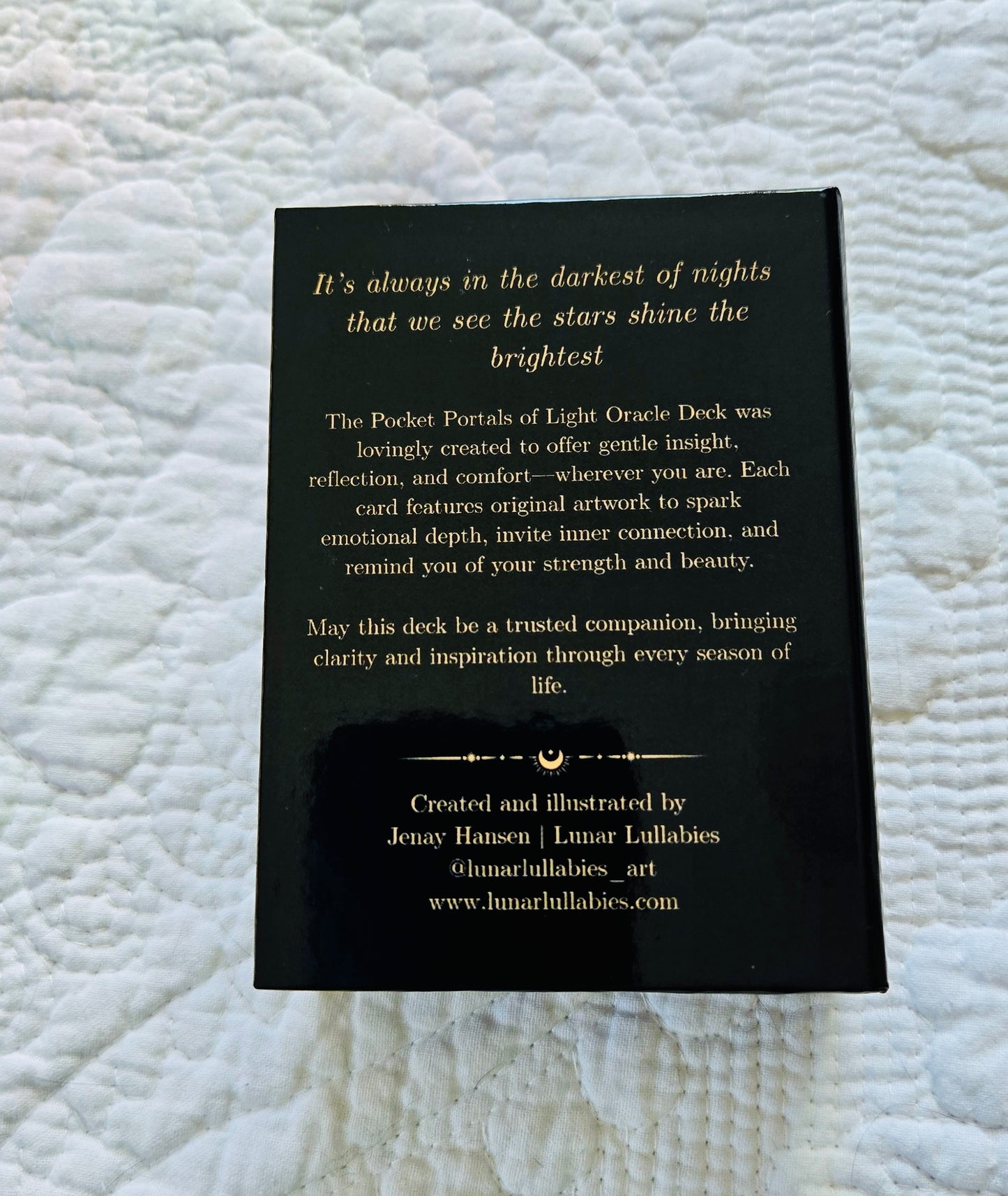 Back of a box with text on a textured white surface